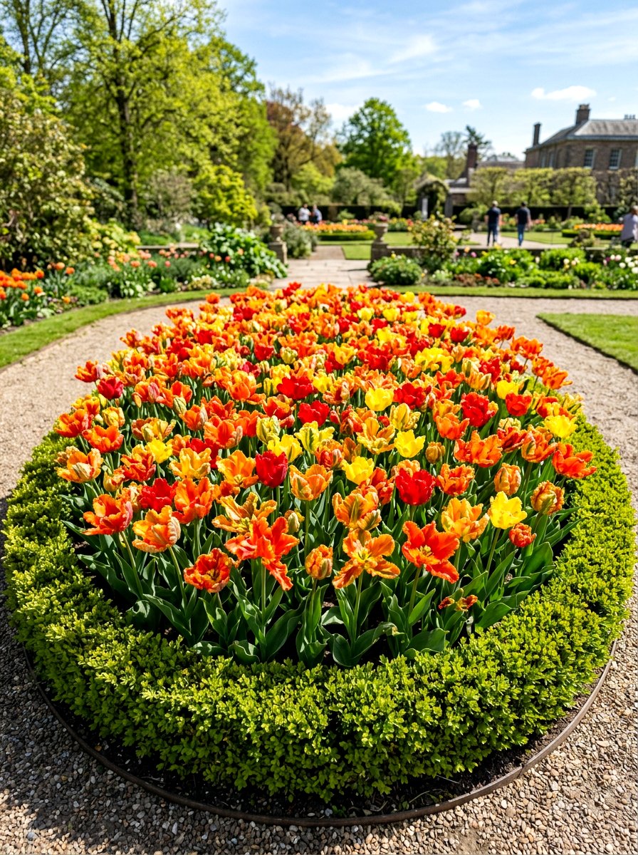Parrot Tulip Flower Bed - 30 spring bulb border ideas