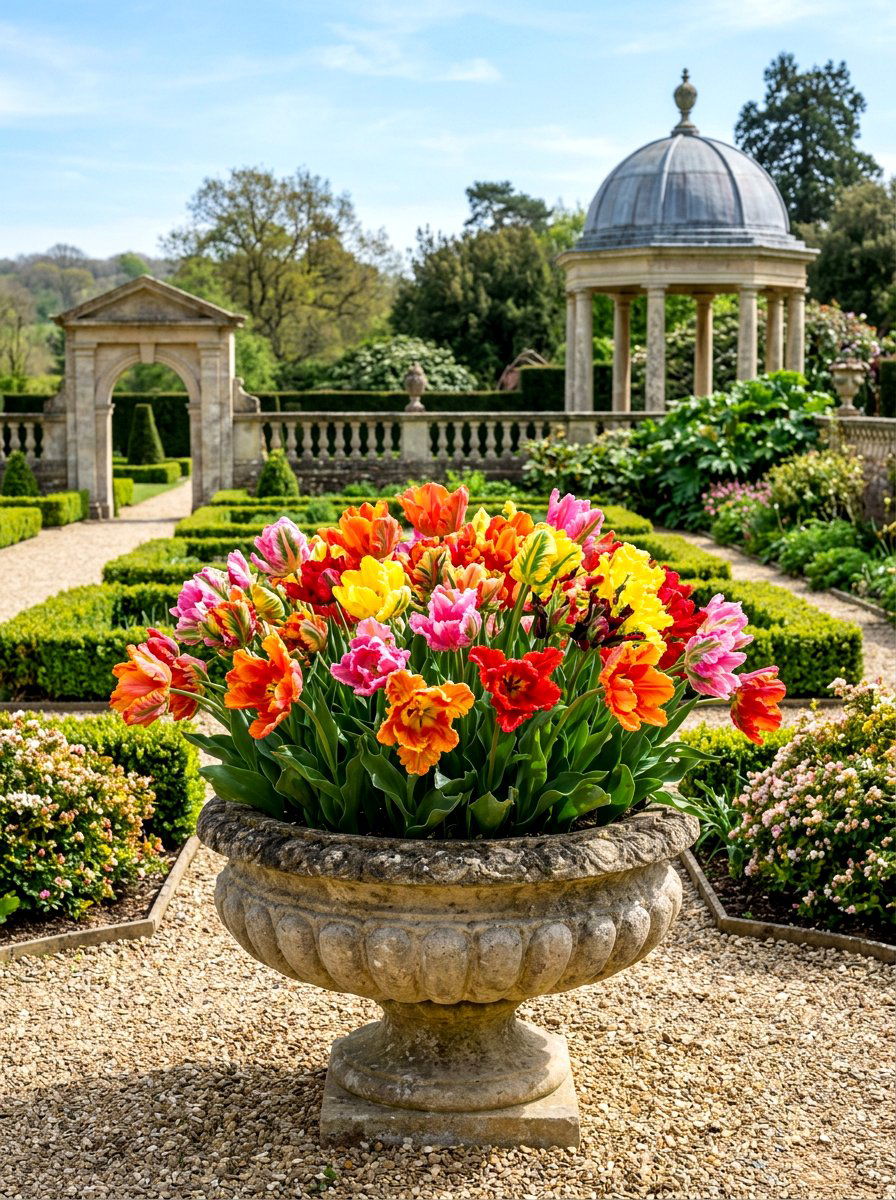 Parrot Tulip Garden Display - 30 tulip border ideas