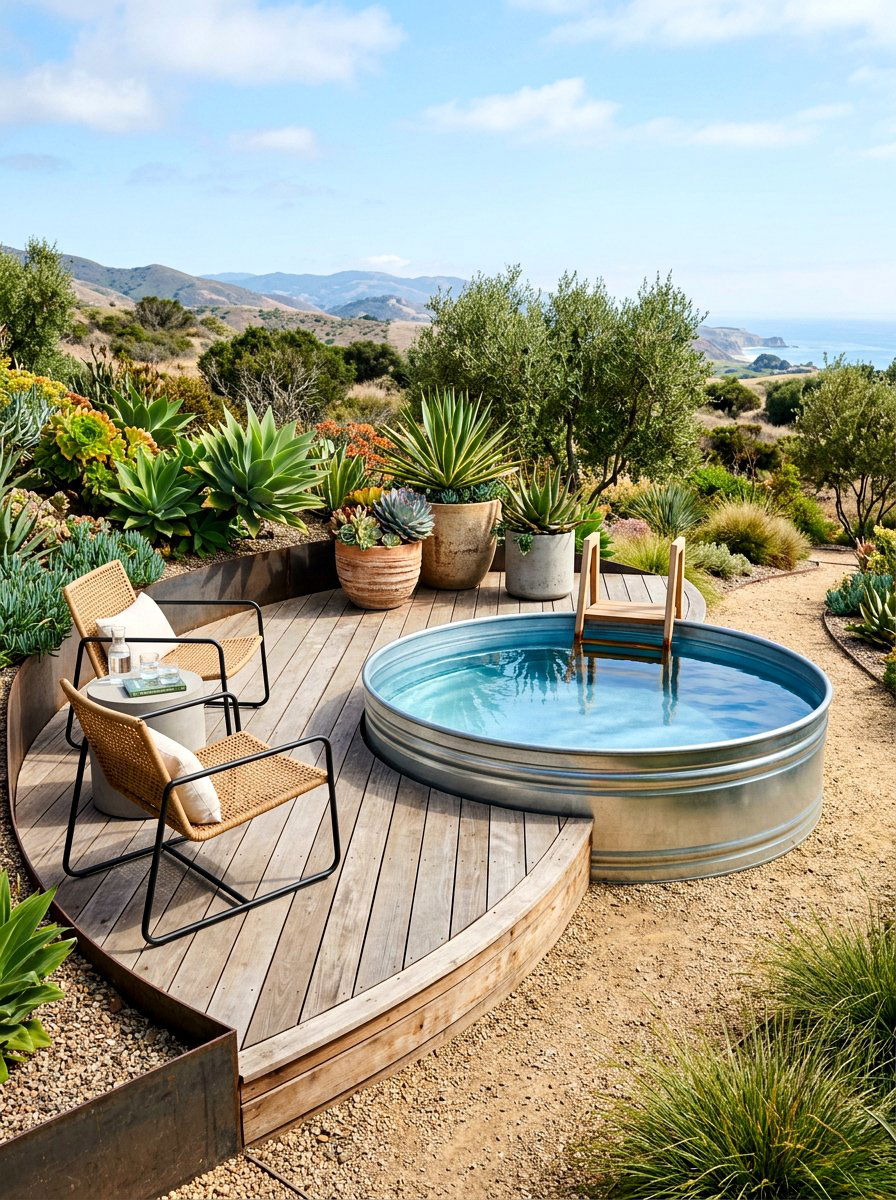 Partial Wrap Pool Deck - 30 stock tank pool deck ideas