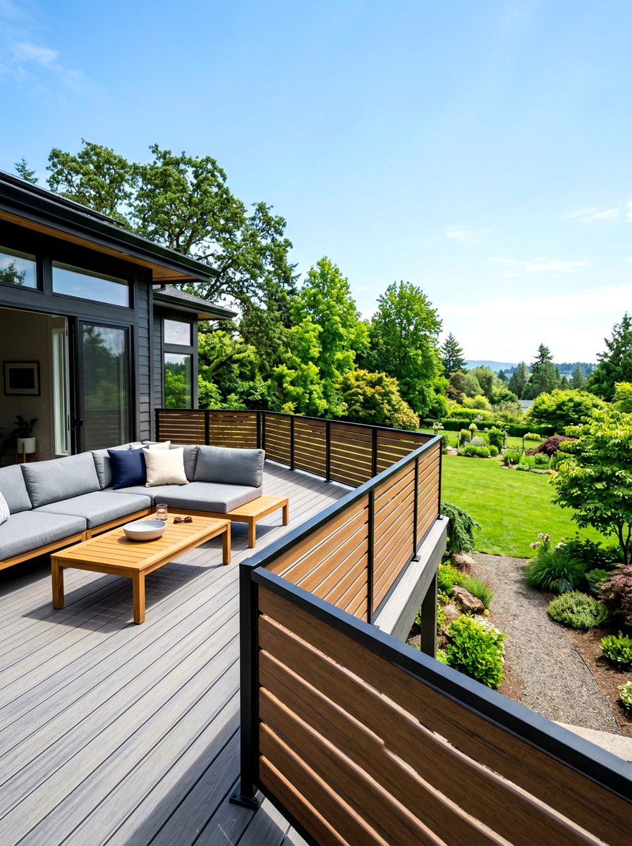 Partial height railing slat wall - 30 porch slat wall ideas