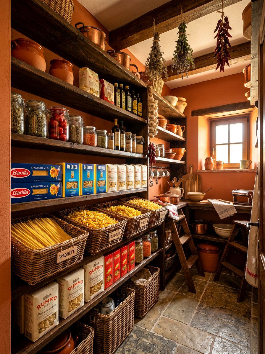 Pasta Storage Baskets - 30 pantry basket organization ideas