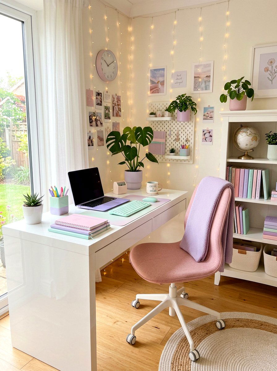 Pastel Aesthetic Study Space - 30 study room ideas
