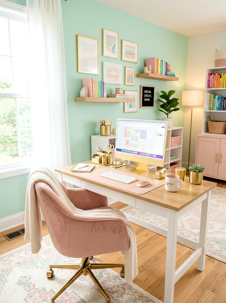 Pastel Aesthetic Workspace - 30 author office ideas