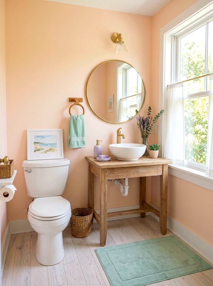 Pastel Apricot Powder Room - 30 apricot powder room ideas