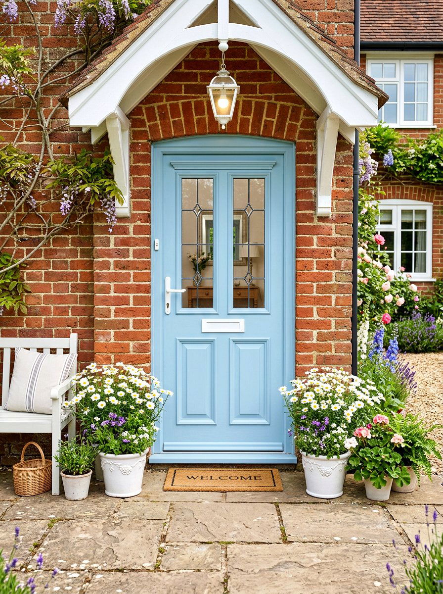 Pastel Blue Front Door - 30 cottage front door ideas