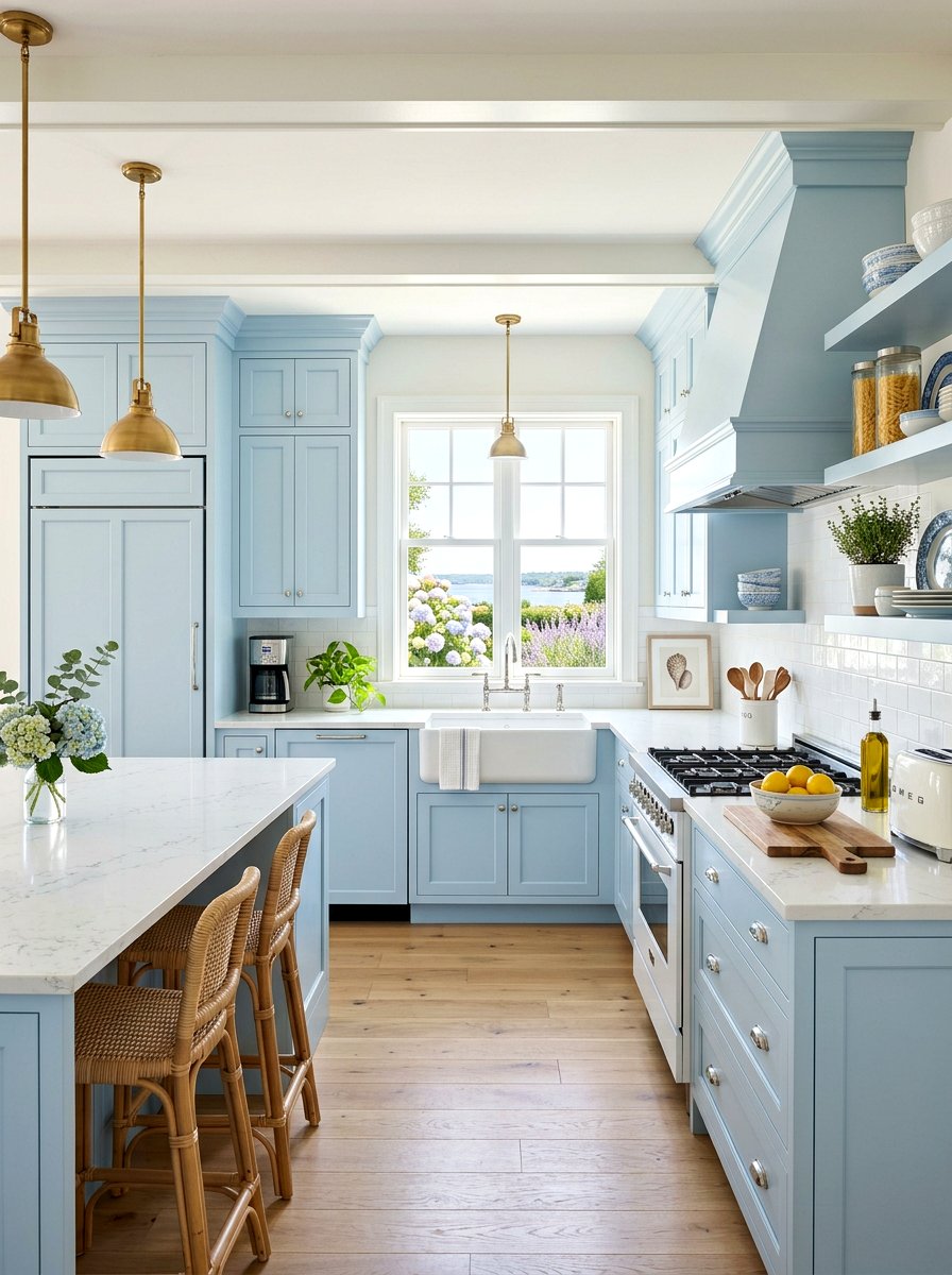 Pastel Blue Kitchen Cabinets - 30 beach house kitchen ideas