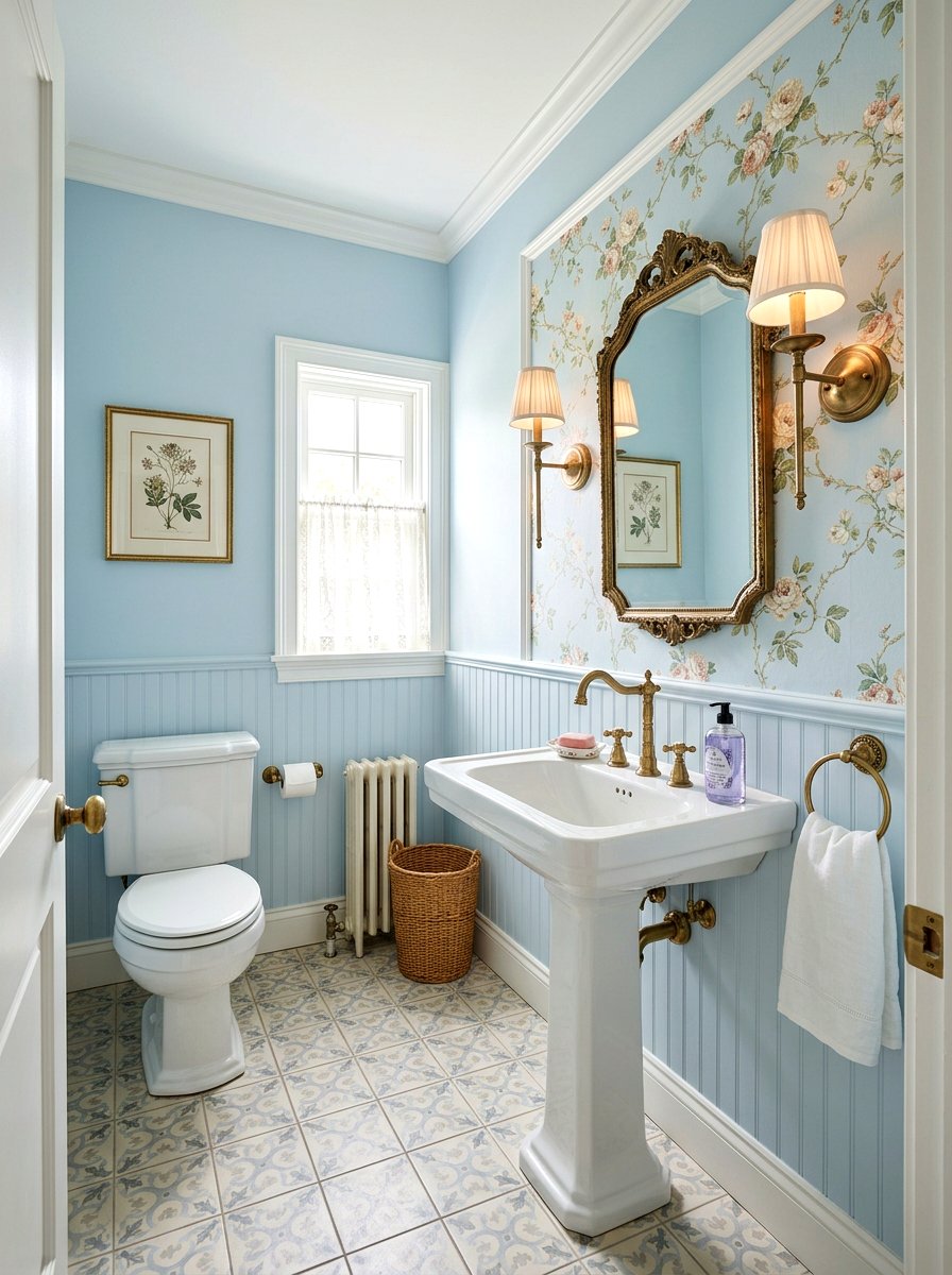 Pastel Blue Powder Room - 30 blue bathroom ideas