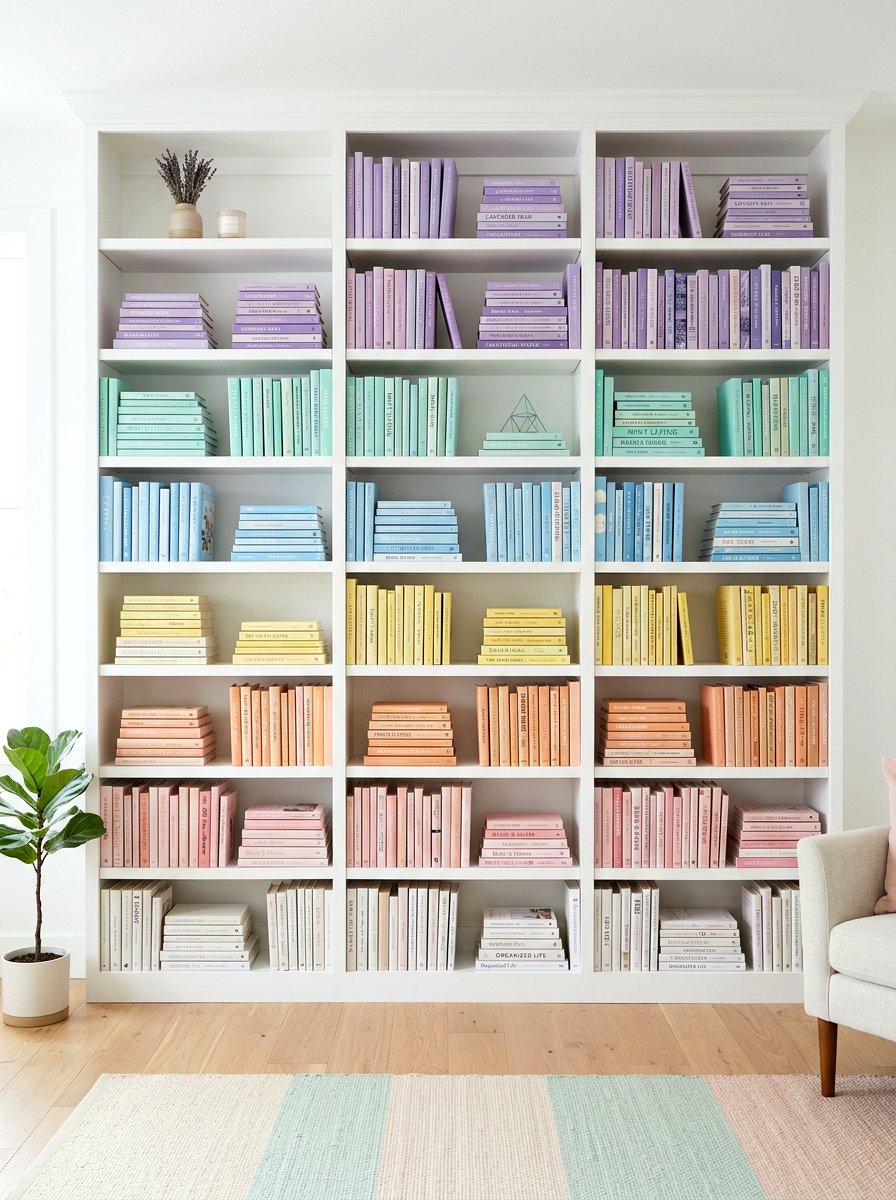 Pastel Book Stack Styling - 30 spring shelf styling ideas aesthetic