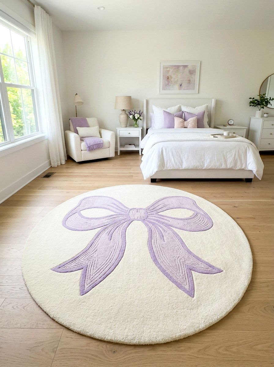 Pastel Bow Rug - 30 ribbon and bow bedroom ideas