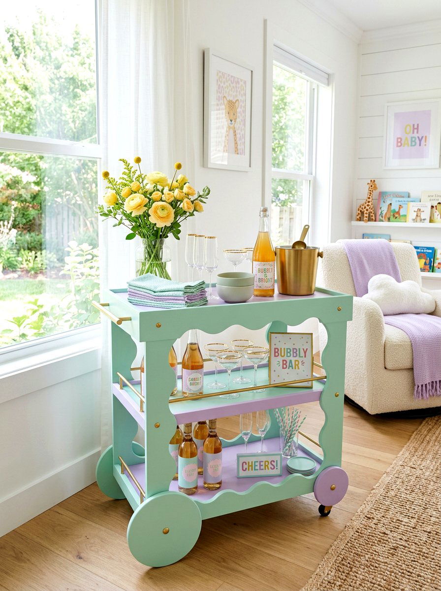 Pastel Bubbly Bar - 30 champagne cart decor ideas