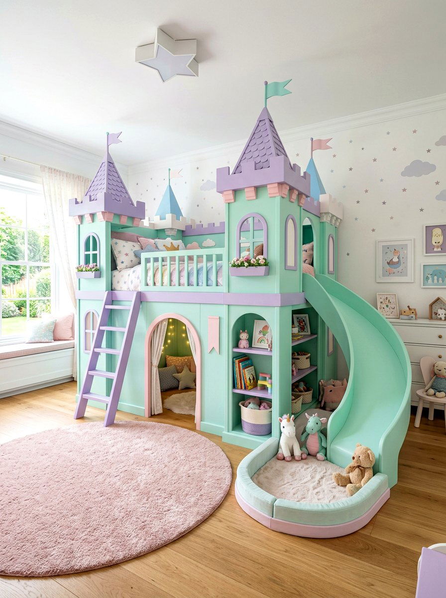 Pastel Castle Bed - 30 princess bedroom ideas