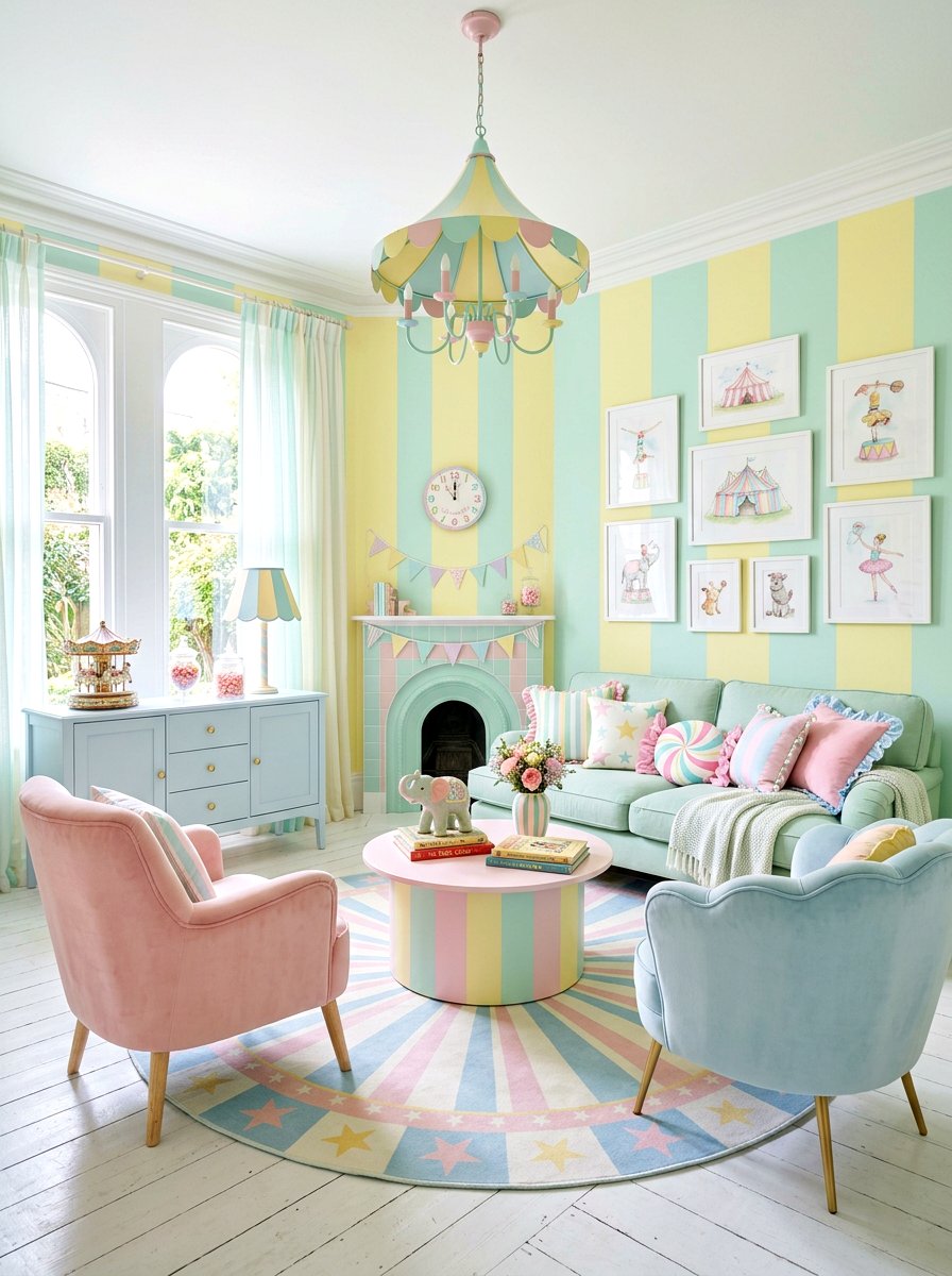 Pastel Circus Living Room - 30 circus inspired living room ideas