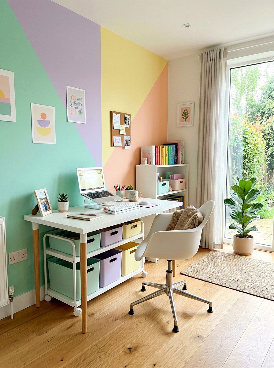 Pastel Color Block Office - 30 boutique studio office ideas
