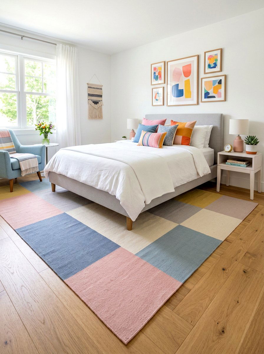 Pastel Color Block Rug - 30 statement rug ideas