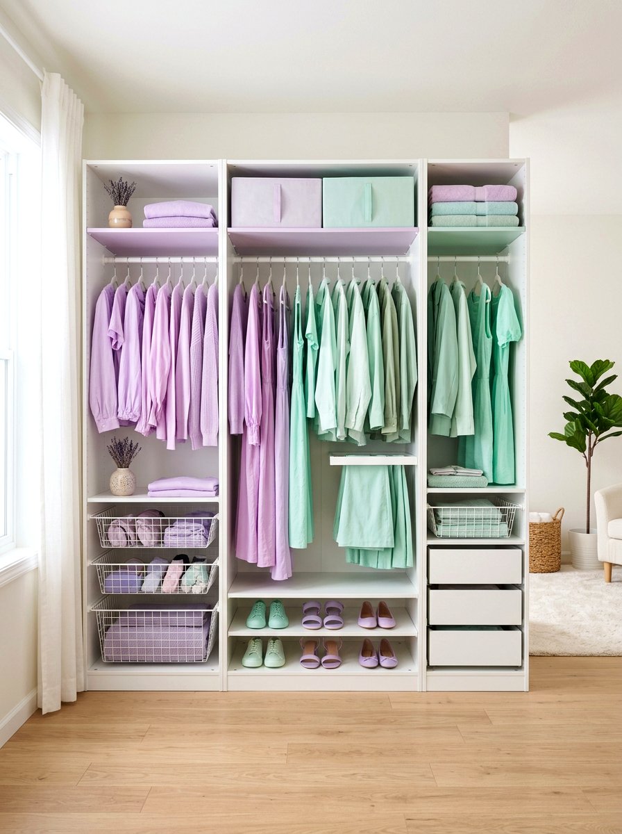 Pastel Color Closet - 30 color coordinated closet ideas