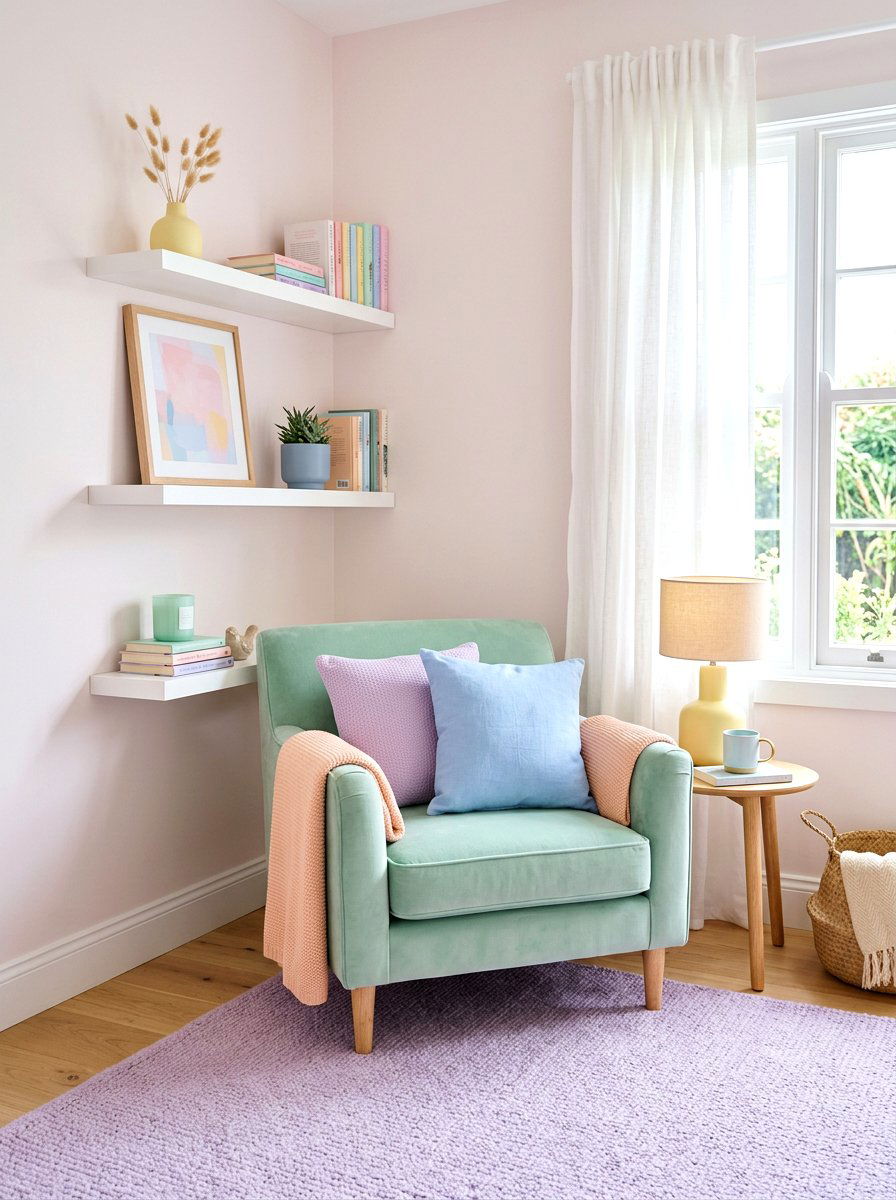 Pastel Color Corner - 30 nursery reading nook ideas