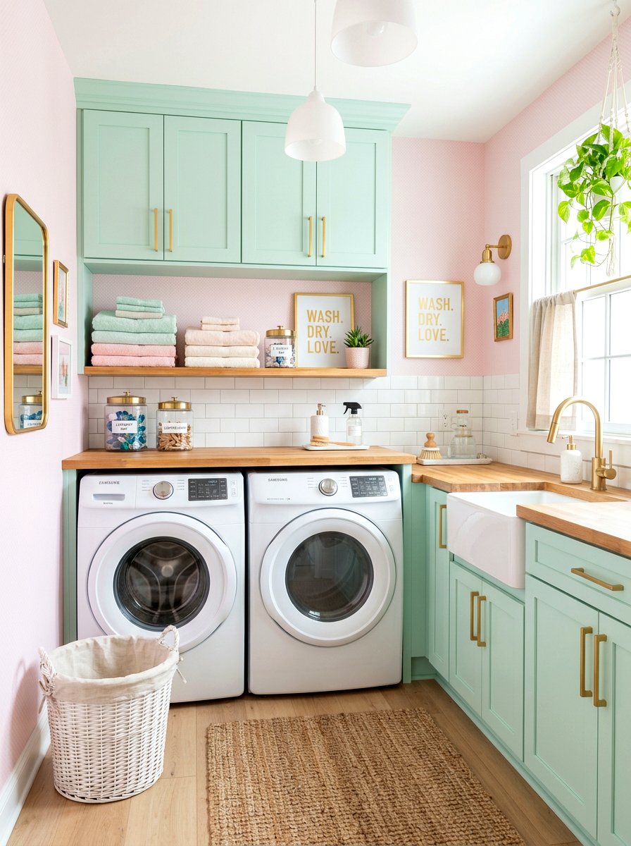 Pastel Color Laundry - 30 laundry nook ideas
