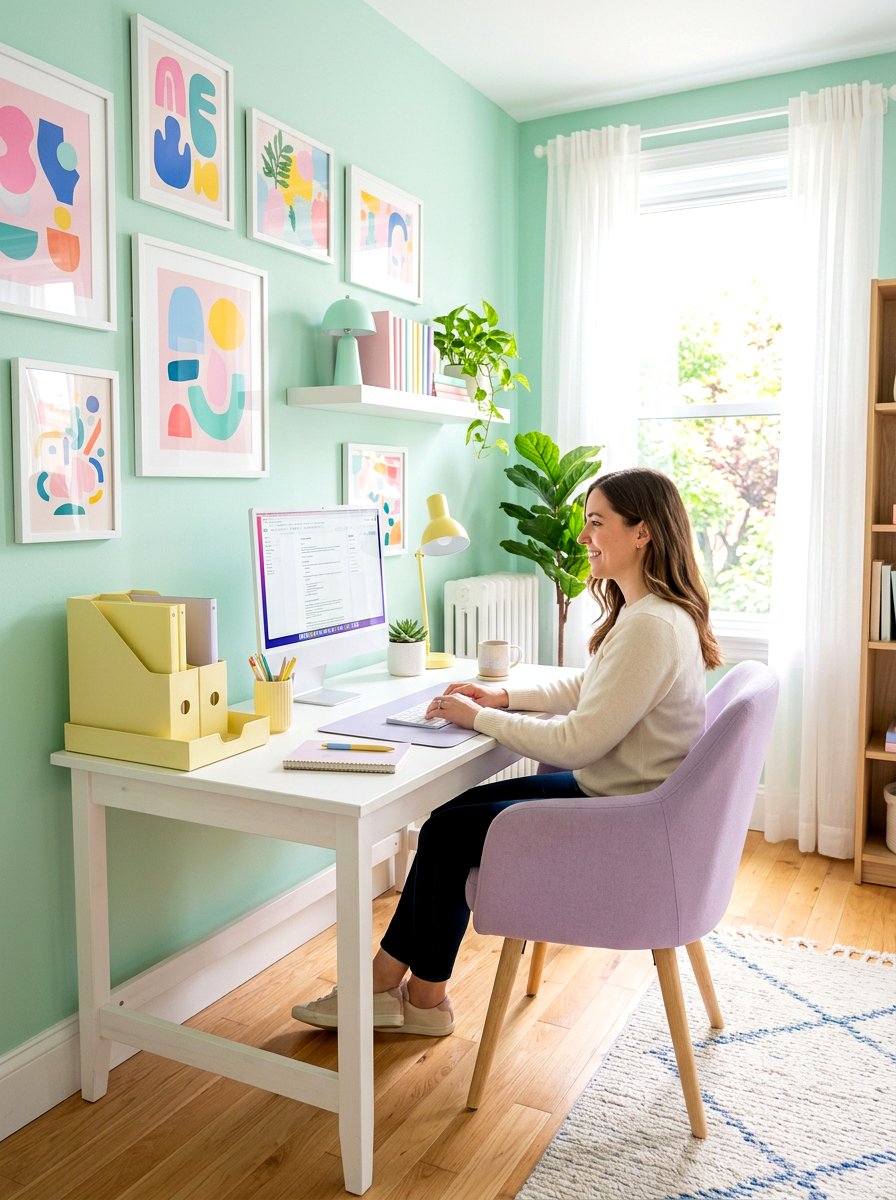 Pastel Color Office - 30 feminine office ideas