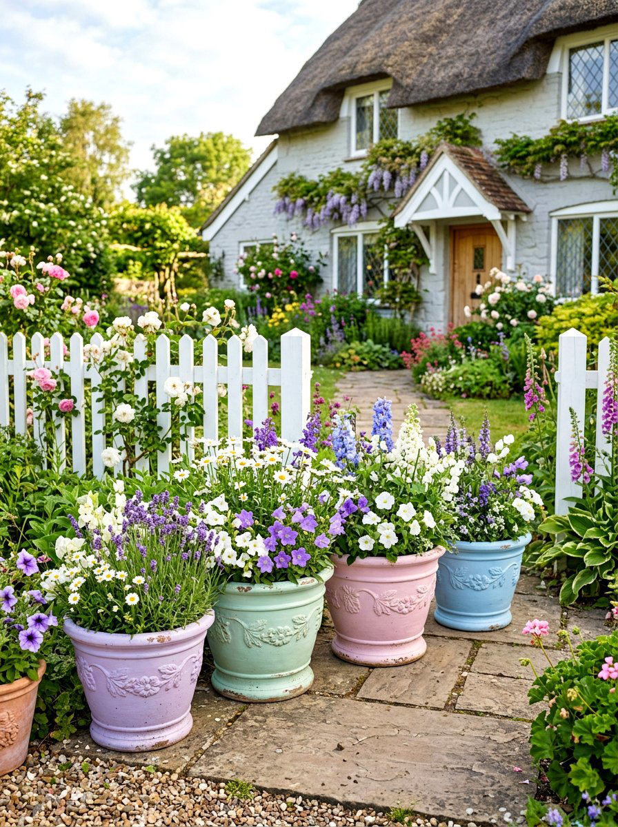 Pastel Colored Large Planters - 30 oversized planter curb appeal ideas