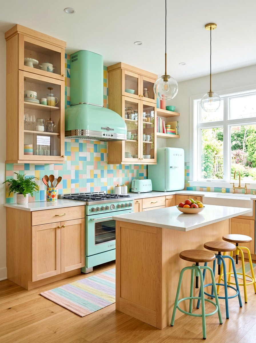 Pastel Colored Rounded Range Hood - 30 rounded kitchen hood ideas