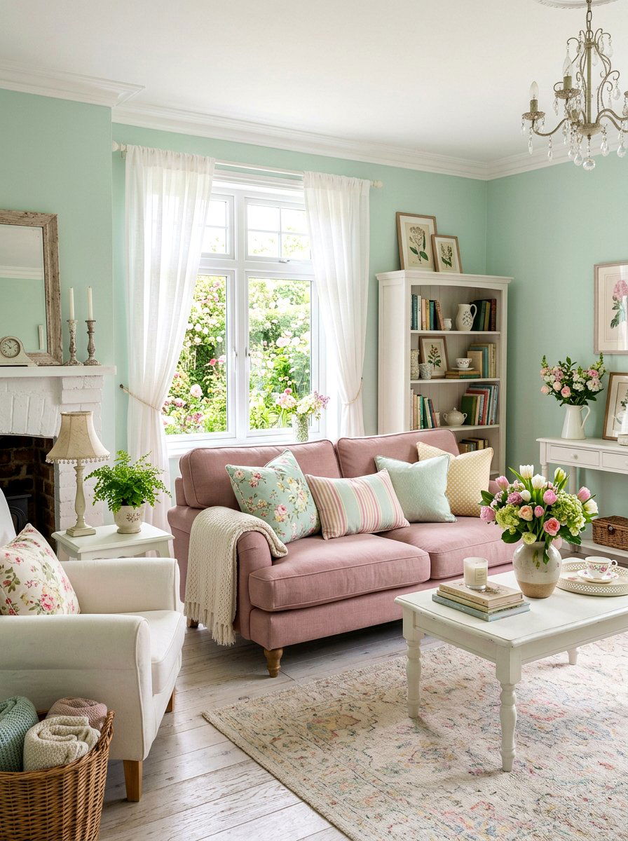 Pastel Cottage Room - 30 cottage living room decor ideas