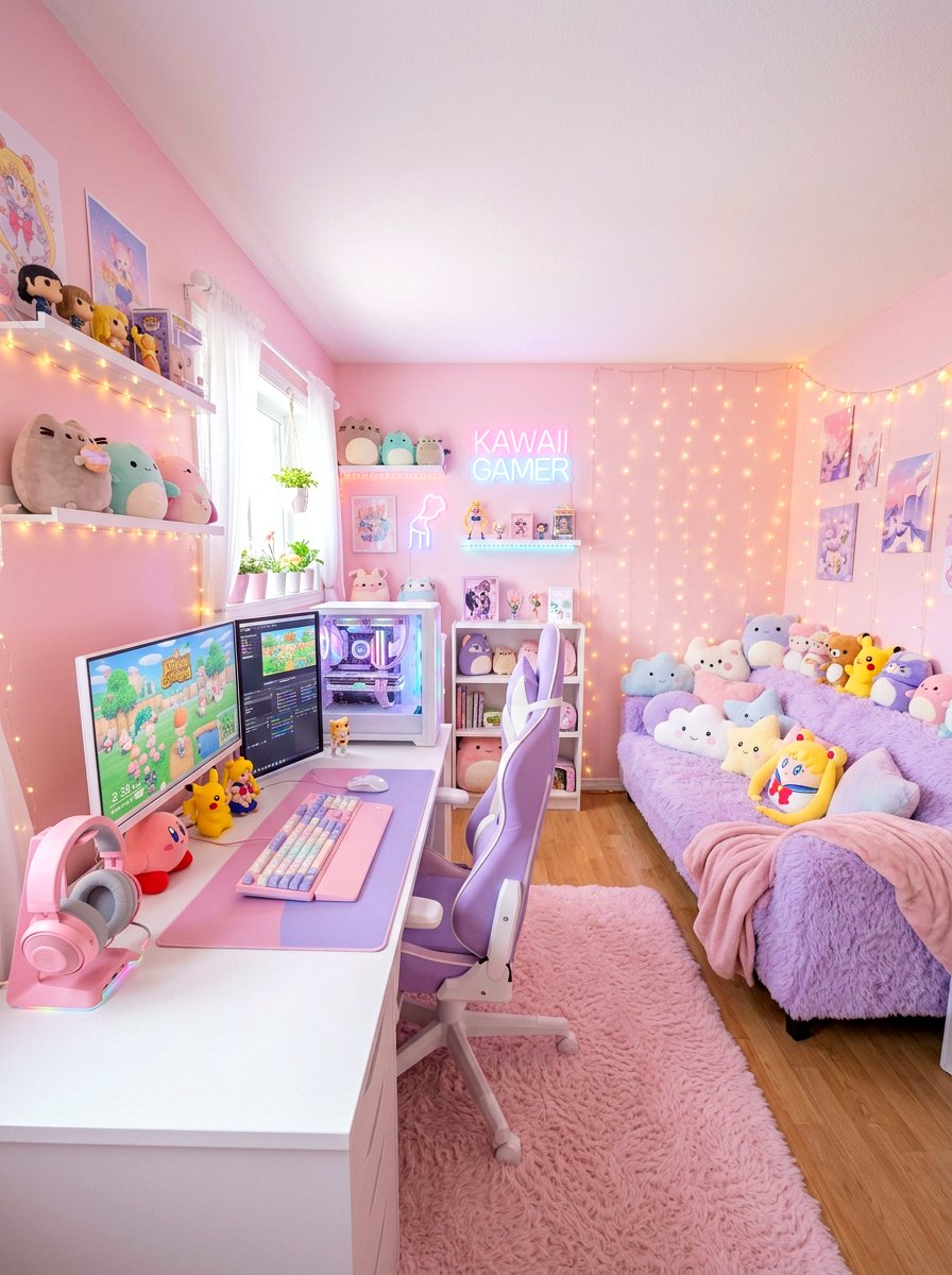 Pastel Cute Gaming Room - 30 game room ideas