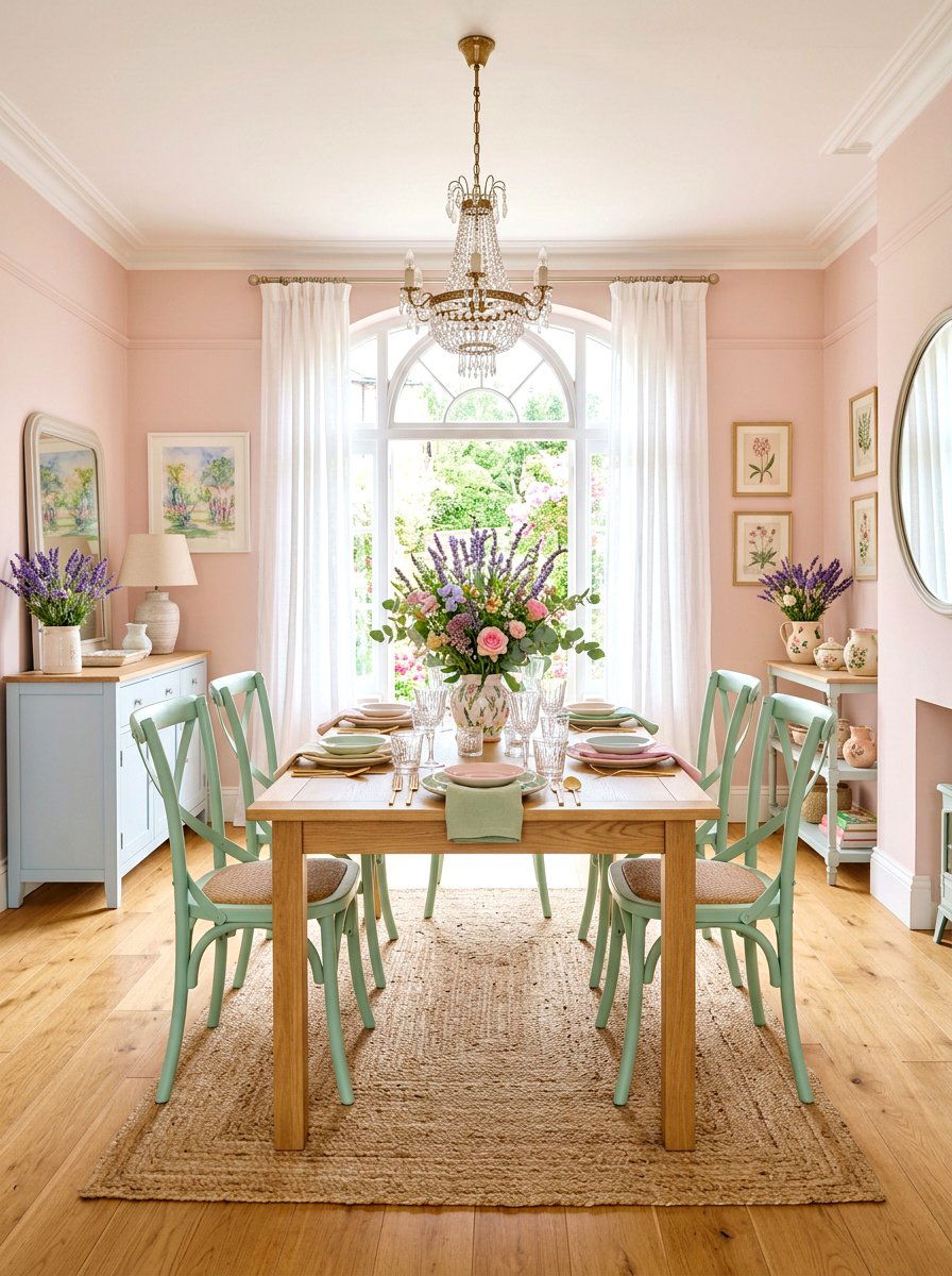 Pastel Dining Room - 30 romantic dinner room ideas