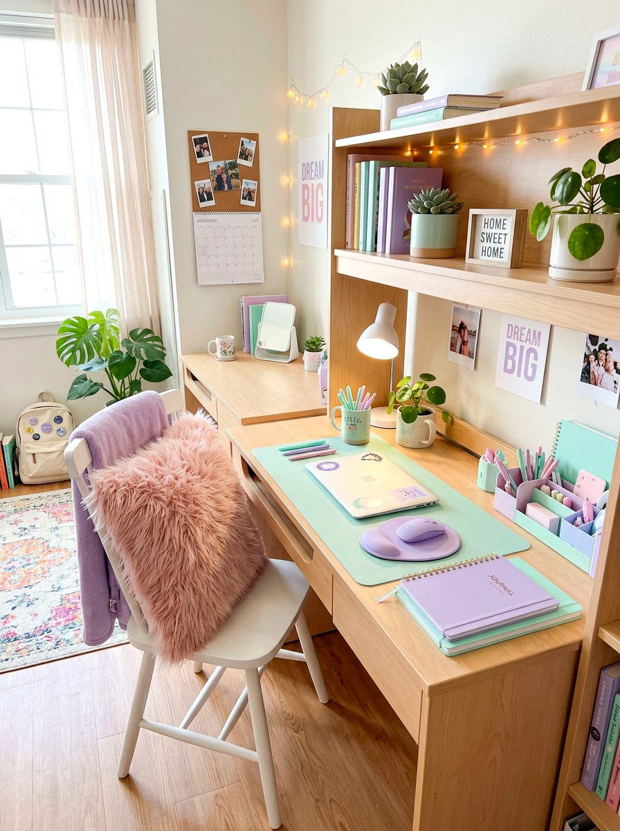 Pastel Dorm Desk - 30 dorm desk ideas