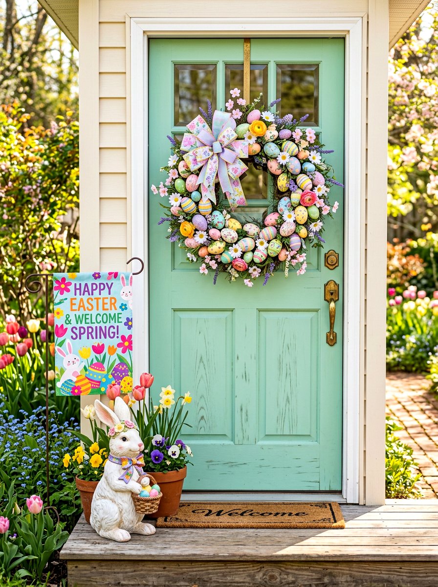 Pastel Easter Egg Wreath - 30 spring wreath ideas