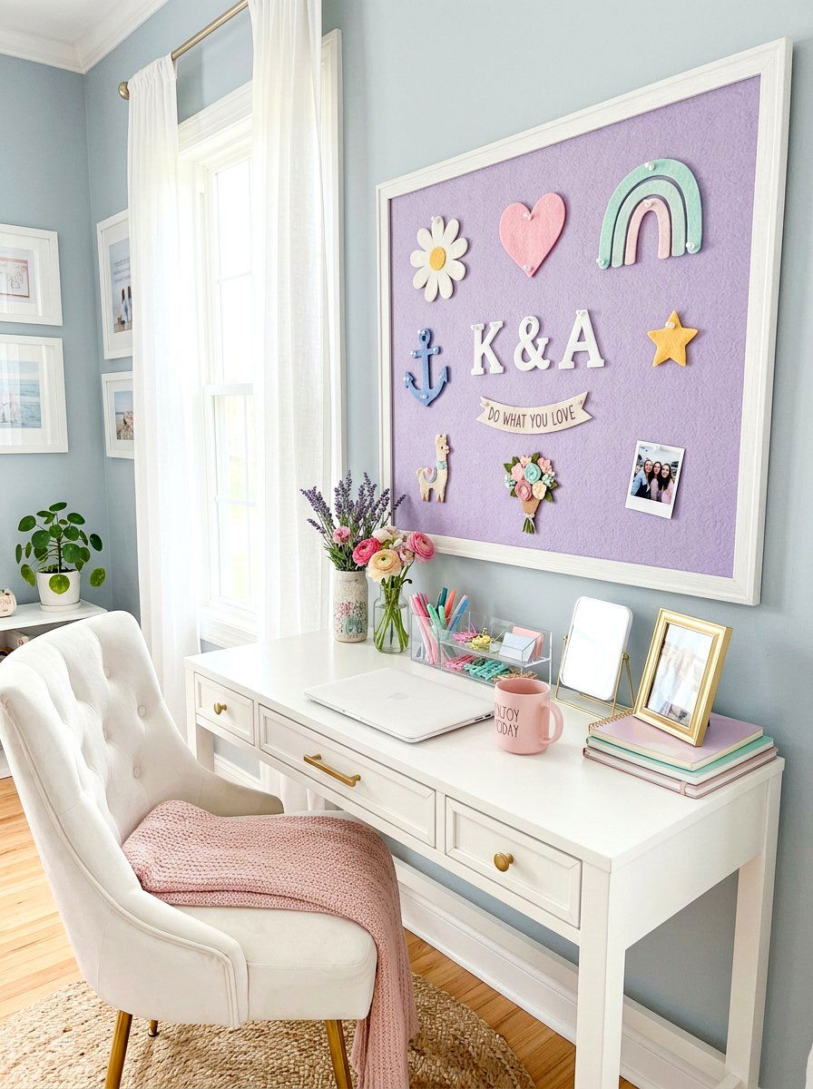 Pastel Felt Board - 30 office pinboard ideas