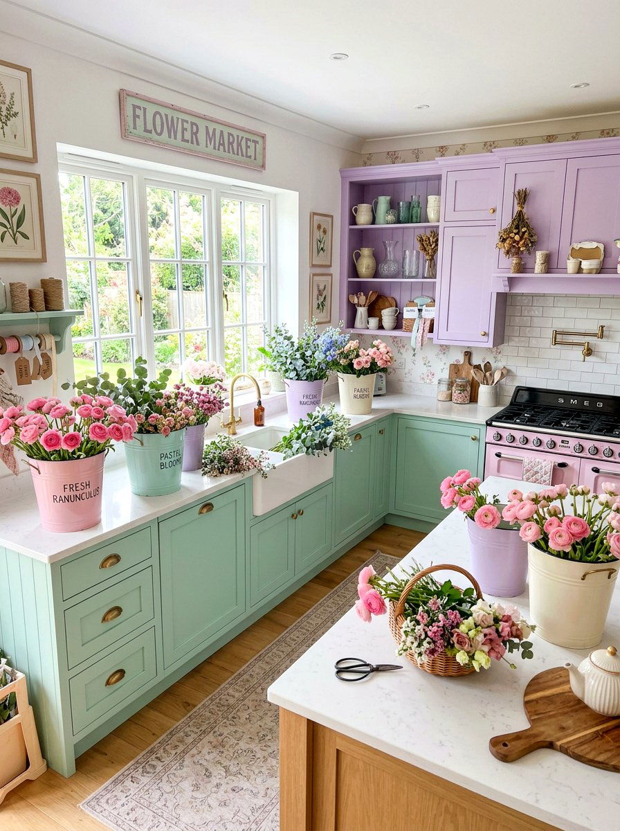 Pastel Flower Market Theme - 30 flower market kitchen ideas