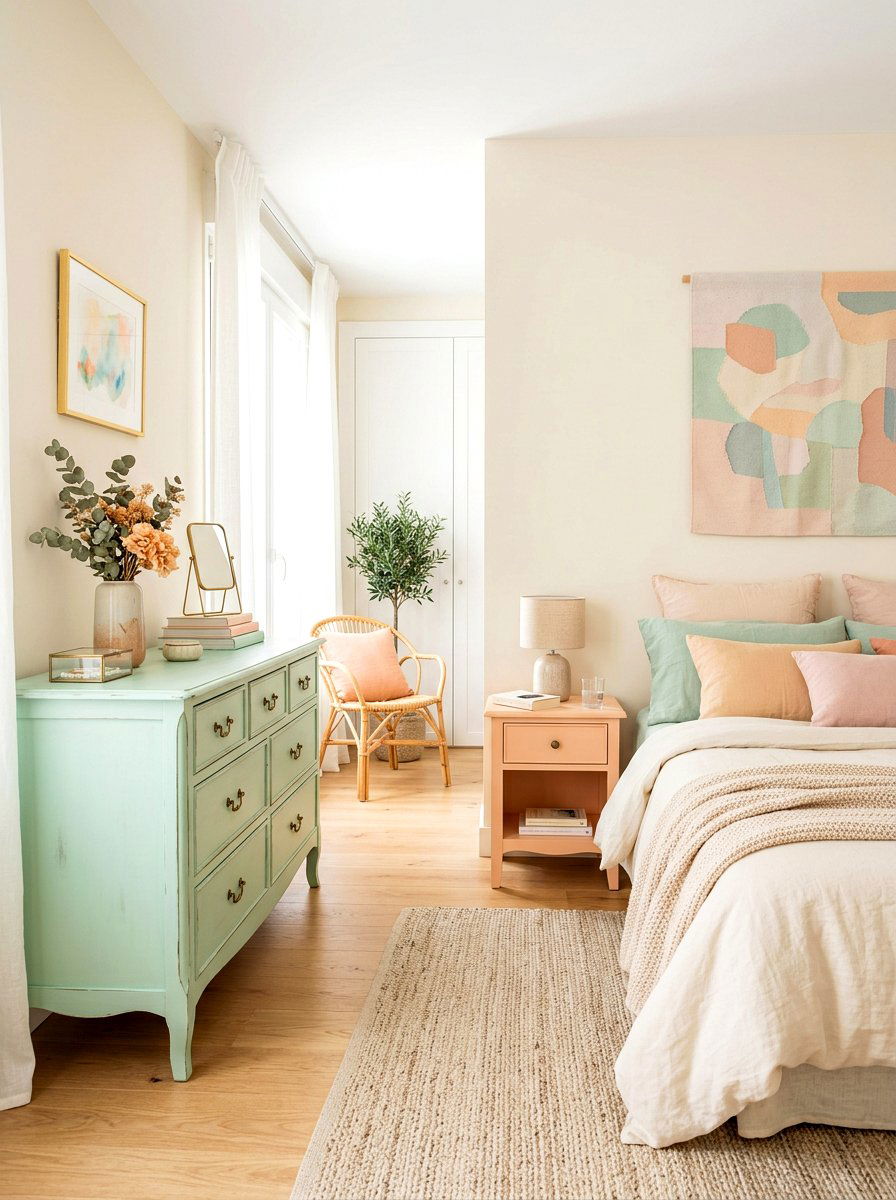 Pastel Furniture Accent - 30 dopamine bedroom ideas