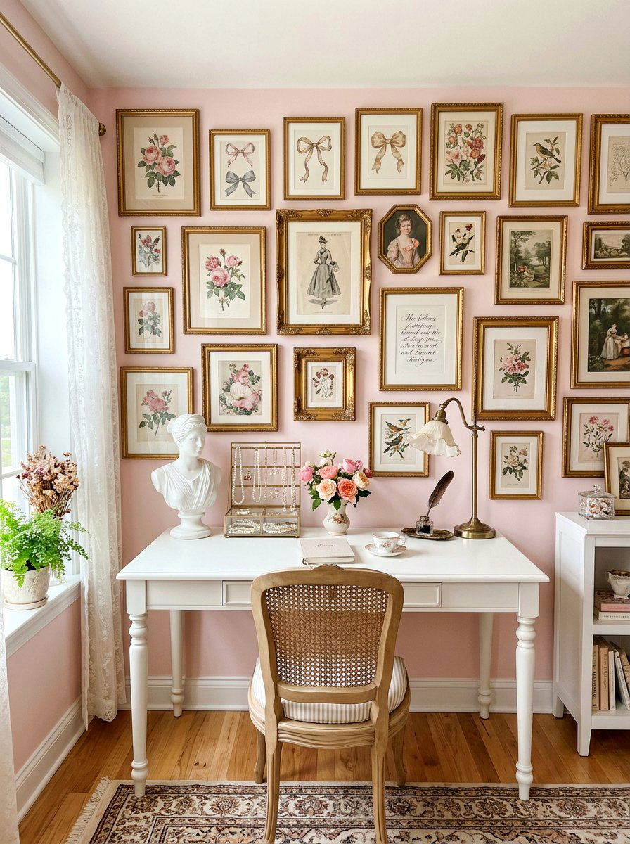 Pastel Gallery Wall - 30 coquette room decor ideas