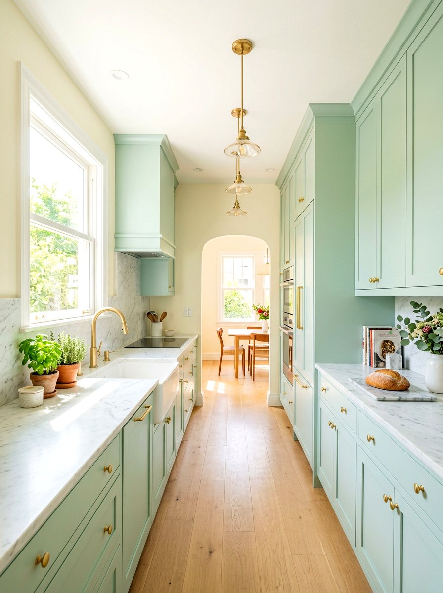 Pastel Galley Kitchen - 30 cozy galley kitchen ideas