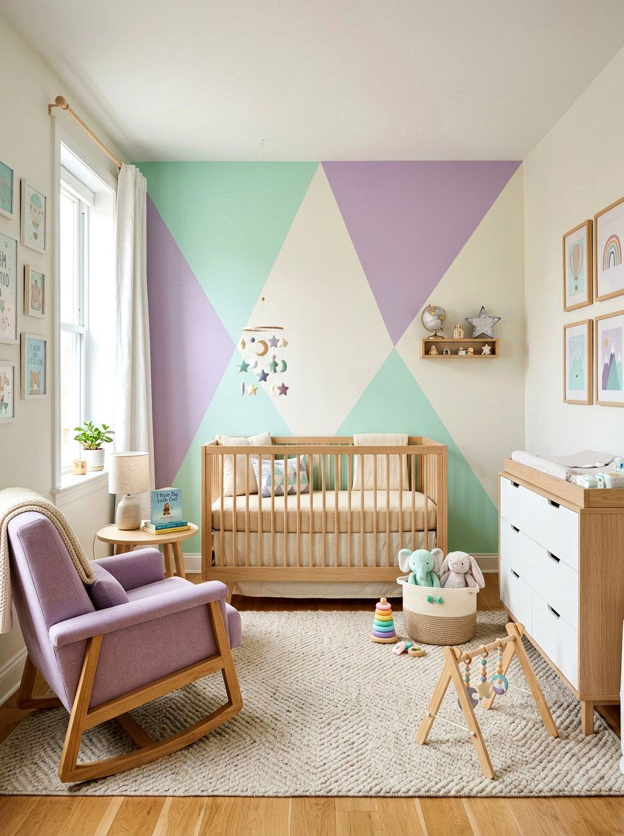 Pastel Geometric Nursery - 30 color blocked room ideas