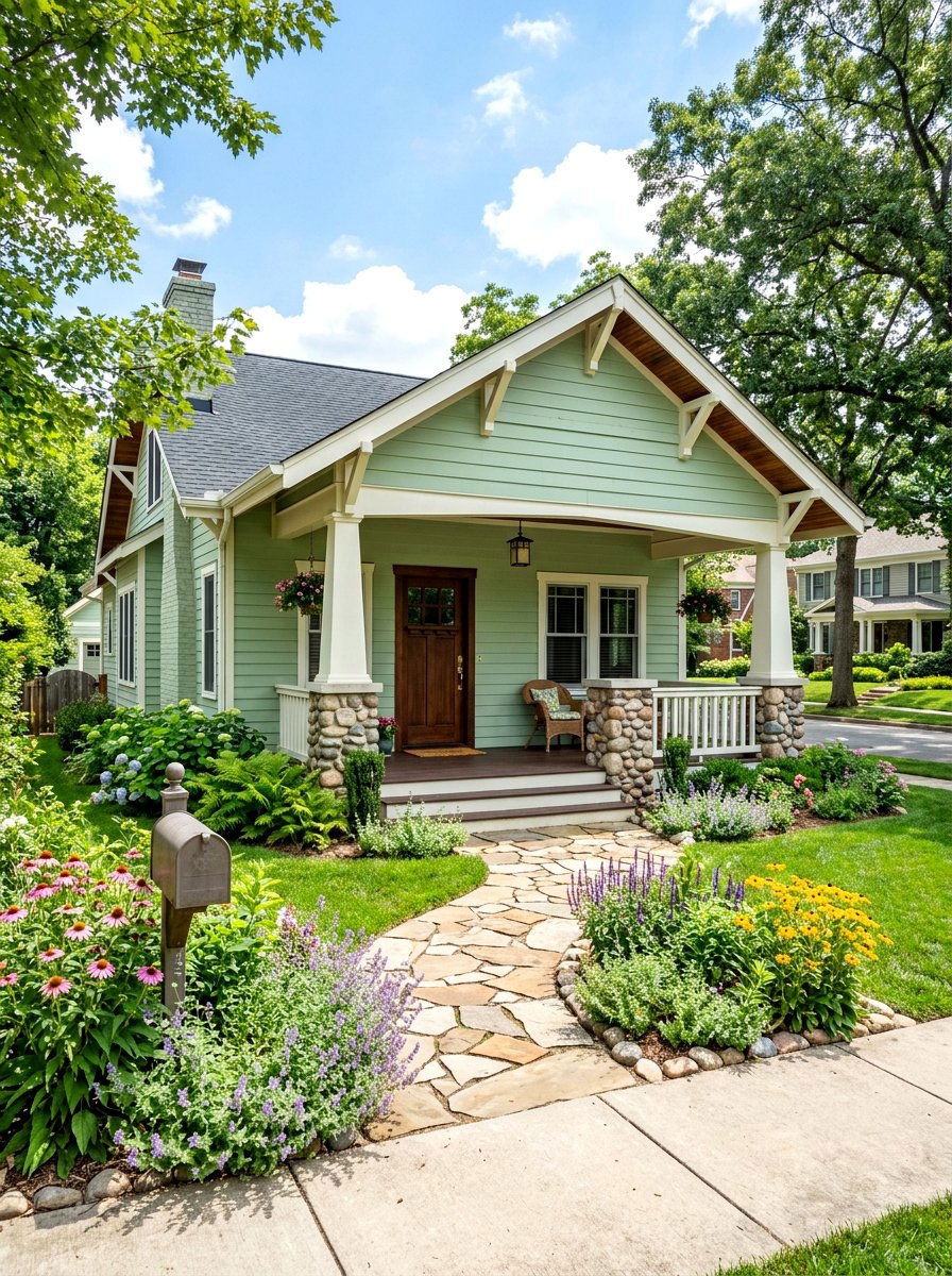 Pastel Green Bungalow - 30 green house exterior ideas