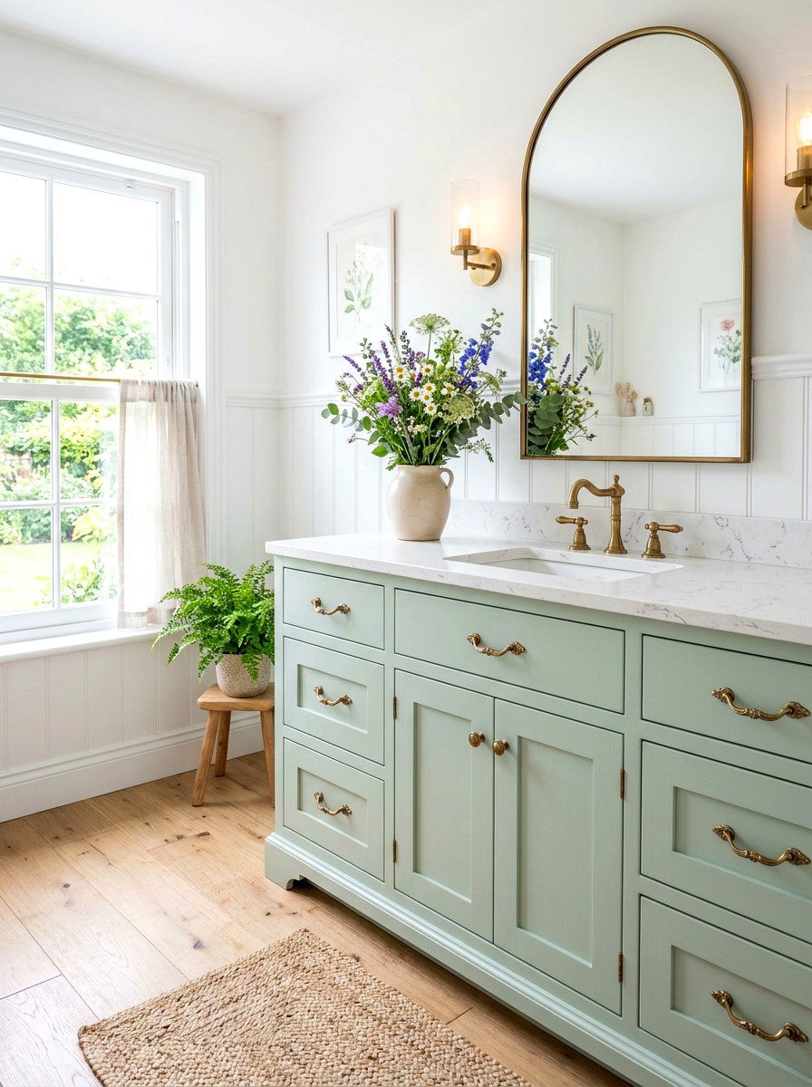 Pastel Green Vanity - 30 fairycore bathroom ideas