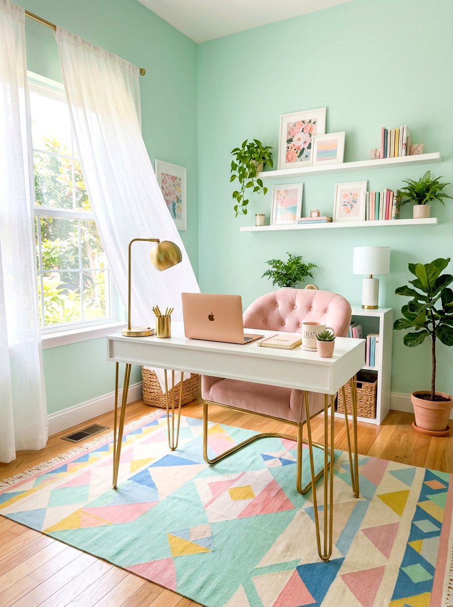Pastel Home Office - 30 Pinterest home office ideas