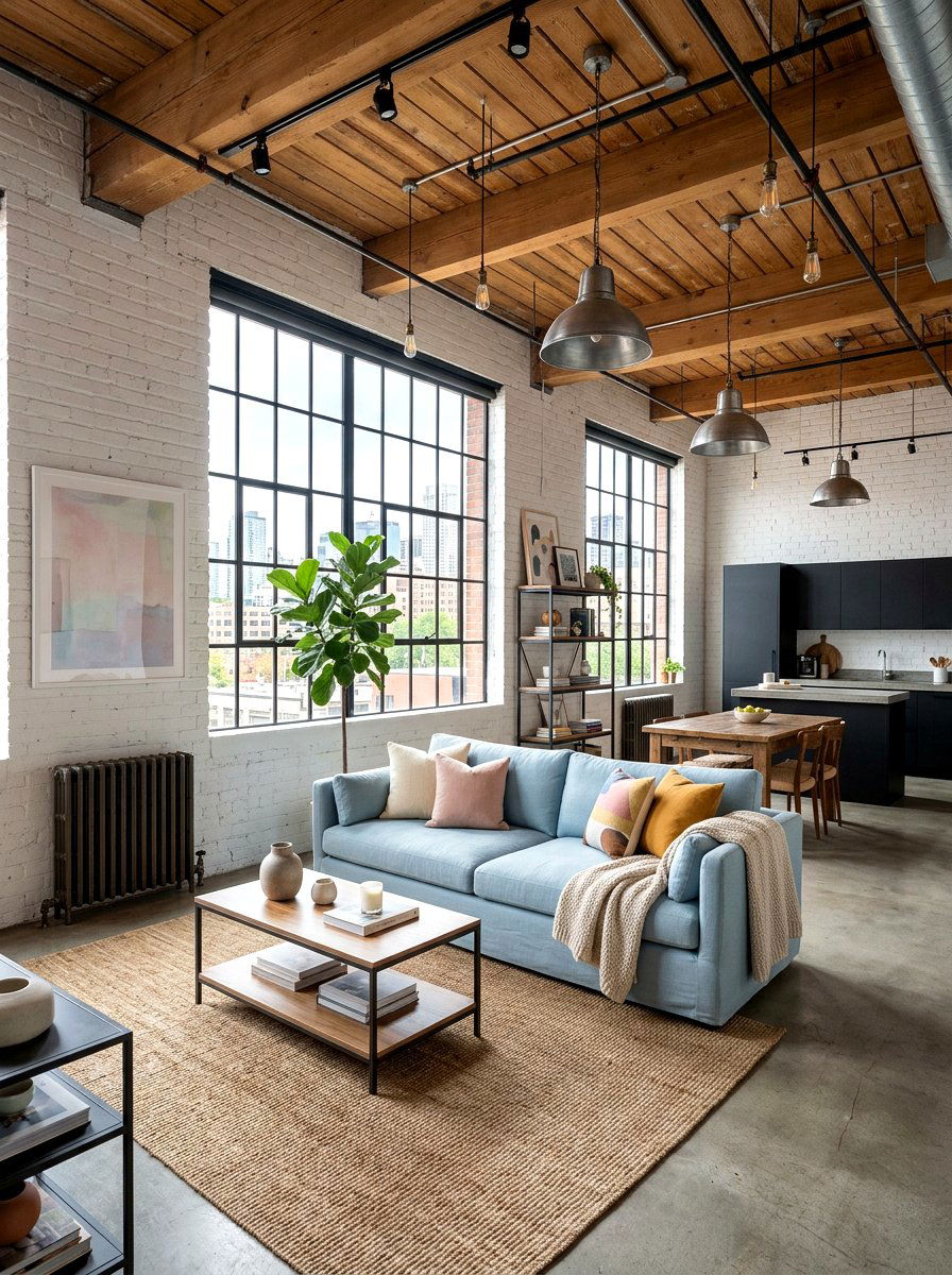 Pastel Industrial Loft - 30 pastel home decor ideas