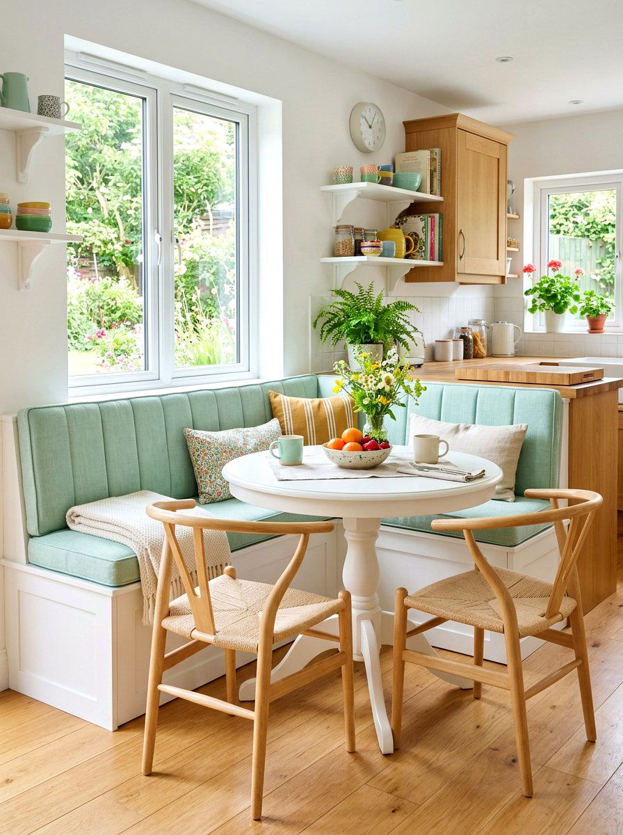 Pastel Kitchen Banquette - 30 banquette window nook ideas