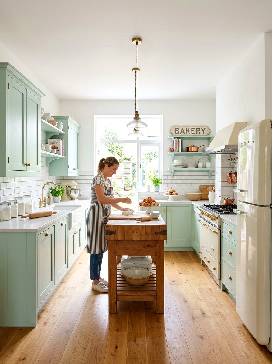 Pastel Mint Bakery Kitchen - 30 vintage bakery kitchen ideas
