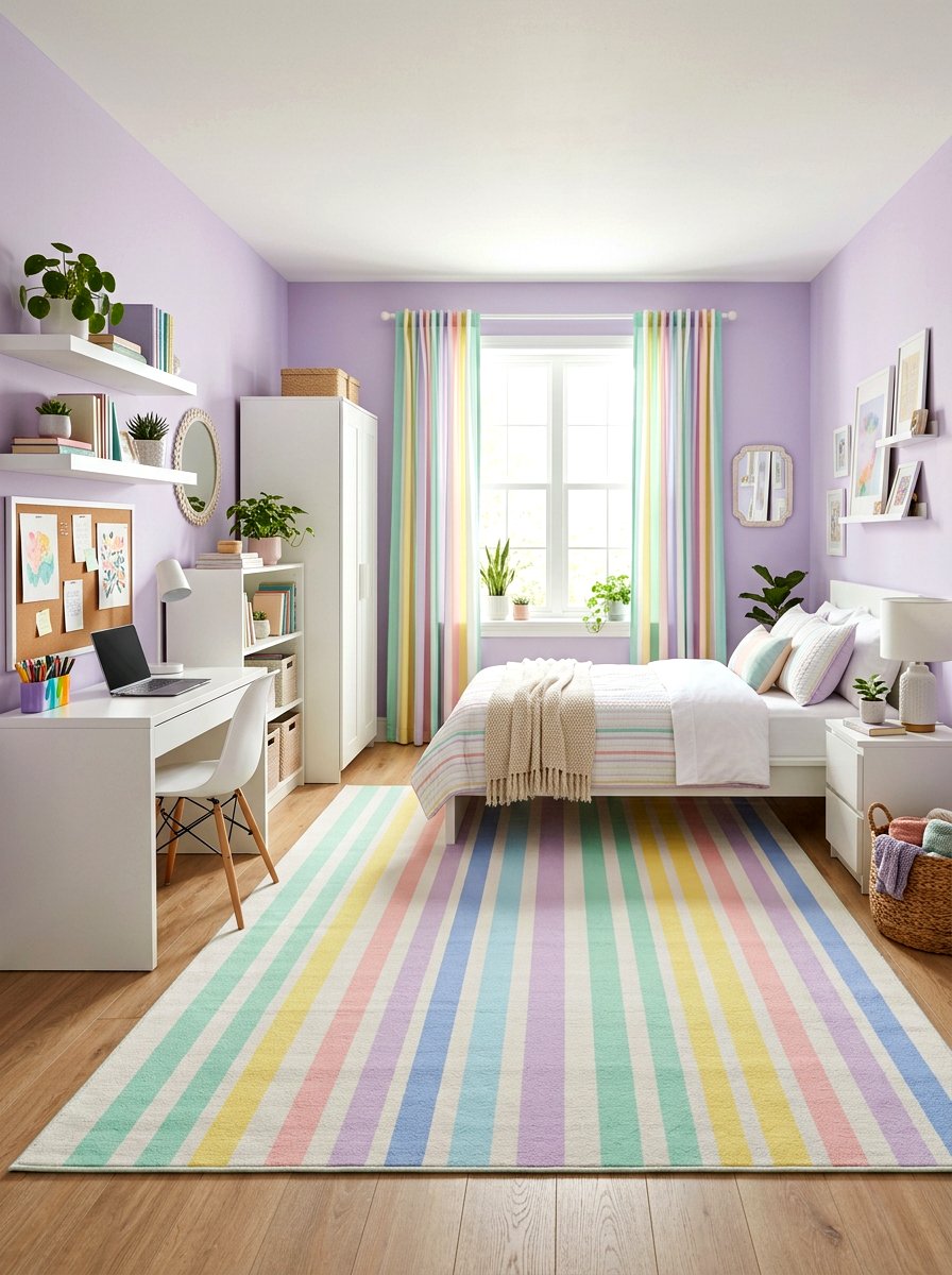 Pastel Multi Color Stripes - 30 candy stripe bedroom ideas
