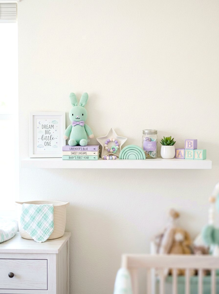 Pastel Nursery Decor - 30 nursery shelf styling ideas