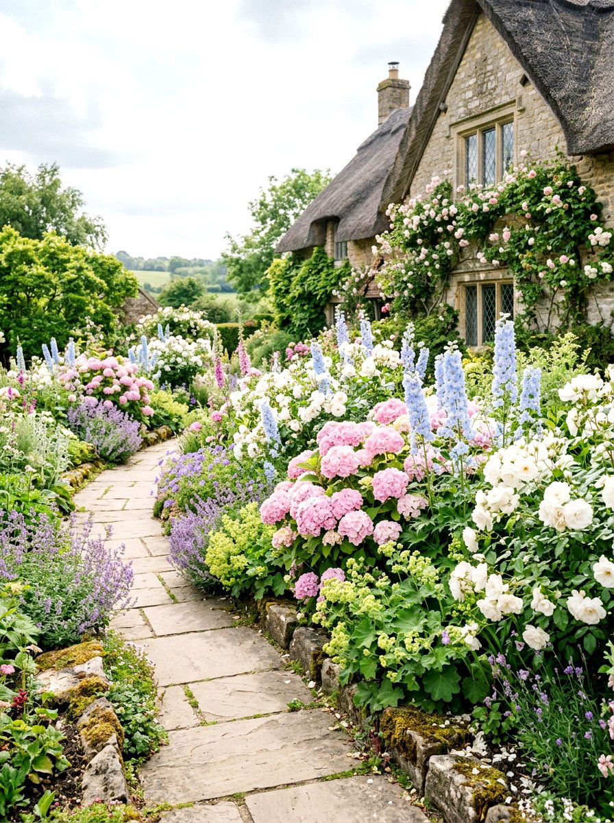 Pastel Palette Flower Border - 30 cottage border backyard ideas