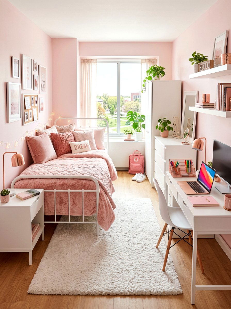 Pastel Pink College Room - 30 college bedroom ideas