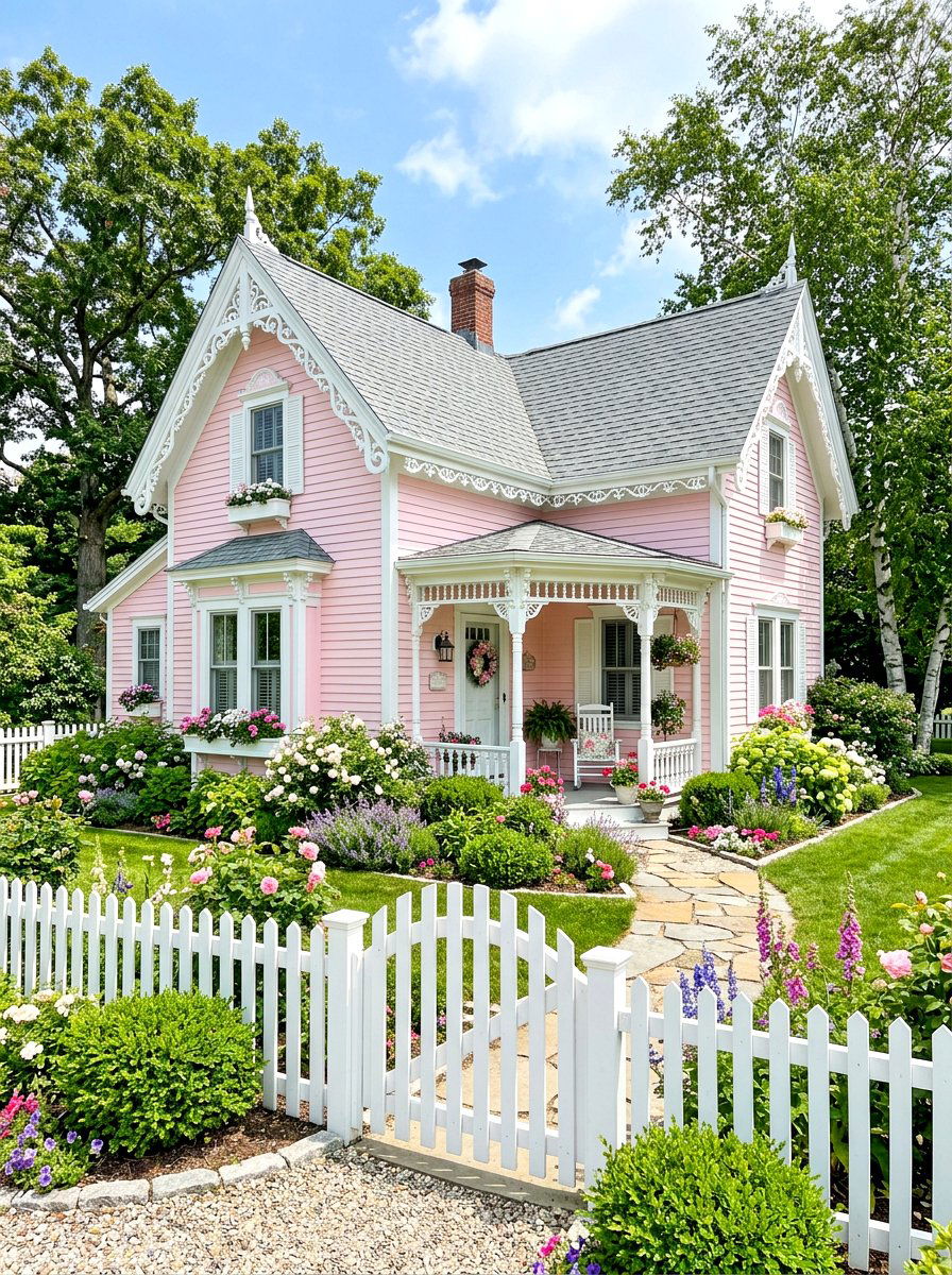 Pastel Pink Cottage - 30 cottage exterior ideas