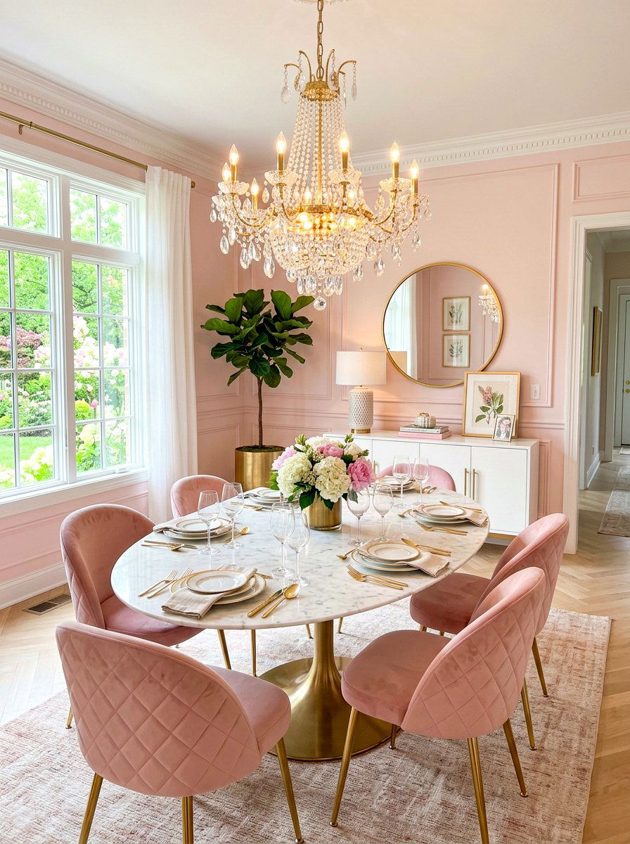Pastel Pink Dining Room - 30 tea party dining room ideas