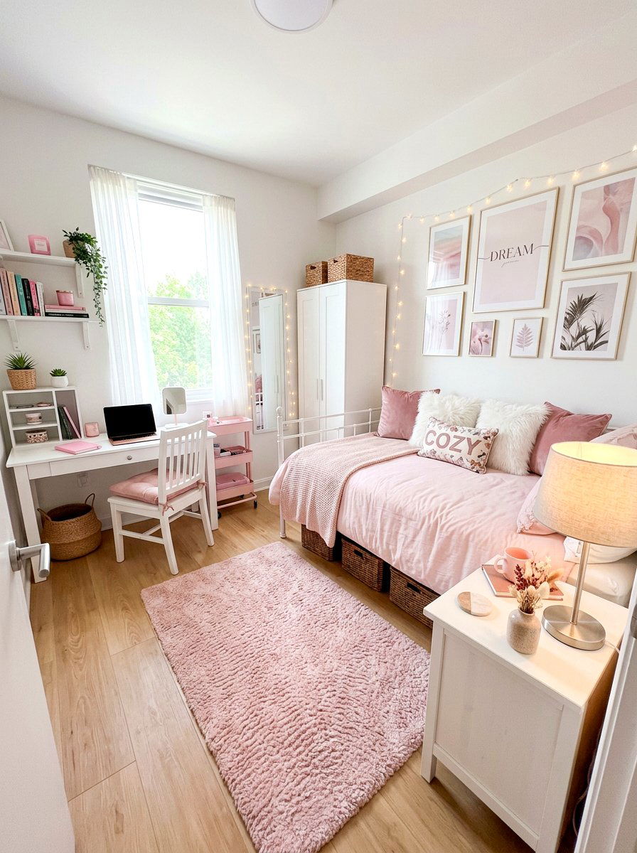 Pastel Pink Dorm Decor - 30 dorm bed ideas