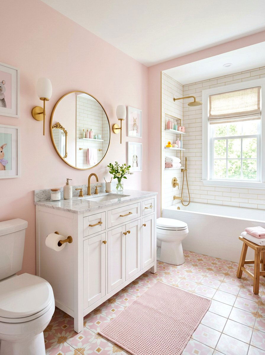 Pastel Pink Kids Bathroom - 30 small kids bathroom ideas
