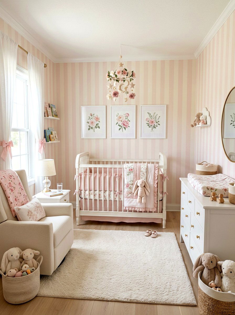 Pastel Pink Nursery - 30 striped wall ideas